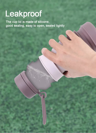 Pink Collapsible Silicone Water Bottle - 510ml Portable Food-Grade Travel & Sports Drink Flask