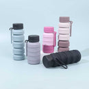 Brown Collapsible Silicone Water Bottle - 510ml Portable Food-Grade Travel & Sports Drink Flask