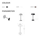 Black Minimalist Rechargeable LED Touch Table Lamp - 3-Color Stepless Dimming Metal Desk Light