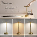 Silver Elegant Aluminum Alloy Rechargeable LED Touch Lamp - 3-Color Dimmable Cordless Table Light