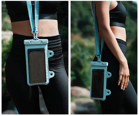 Blue 2-Pack Universal IPX8 Waterproof Phone Pouch with Lanyard - Touch Sensitive Case for Swimming & Outdoor Sports