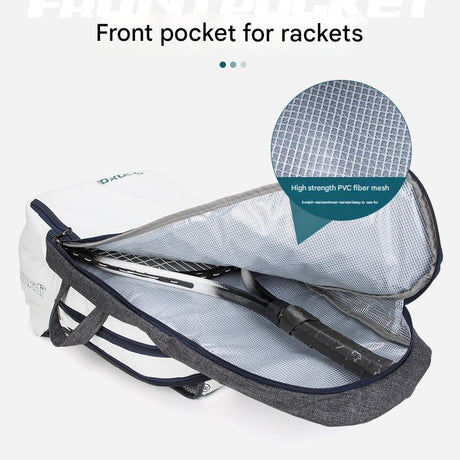 Purple and White Multifunctional Tennis & Badminton Backpack - Waterproof Racket Bag with Shoe Compartment