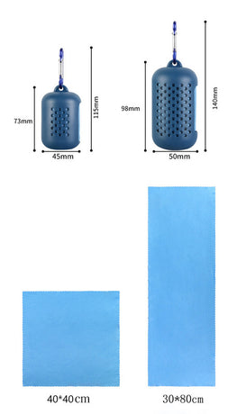Purple Quick Dry Cooling Towel Set (2 Pack) - Microfiber Sport Towels with Silicone Cases & Carabiners