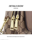 Brown Chic Round Mini Crossbody Phone Purse - PU Leather Vertical Shoulder Bag with Headphone Port