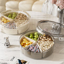 Beige And Beige Snap Button Elegant Compartment Serving Tray with Lid - Versatile Snack, Fruit & Candy Box