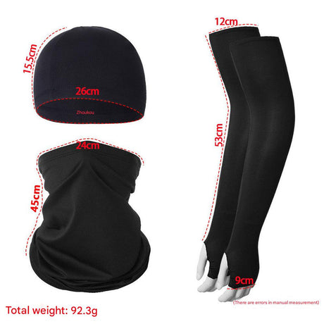 2 Sets Dark Grey Cooling UV Protection Set - 2 Skull Cap, 2 Neck Gaiter & 4 Arm Sleeves for Outdoor Sports
