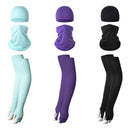 2 Sets Blue Cooling UV Protection Set - 2 Skull Cap, 2 Neck Gaiter & 4 Arm Sleeves for Outdoor Sports