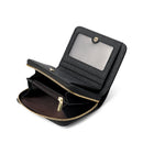 Red Compact RFID Genuine Leather Wallet for Women - Secure Zipper Card Holder & Coin Purse