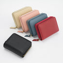 Grey Compact RFID Genuine Leather Wallet for Women - Secure Zipper Card Holder & Coin Purse