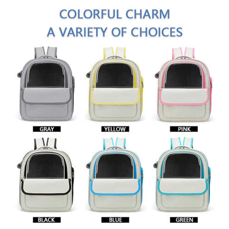 Beige And Pink Spacious Pet Carrier Backpack with Clear Window - Comfortable Travel Bag for Cats & Small Dogs