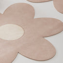White Background With Blue Heart + Yellow Heart Set of 6 Reversible Flower Shaped Placemats - Waterproof PU Leather Dining Table Mats