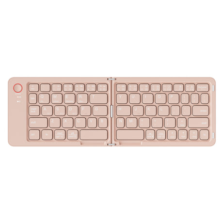 Pink Ultra-Slim Foldable Bluetooth Keyboard - Portable Wireless Rechargeable Travel Keyboard for iOS Android Windows Devices