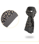 Pink Women's 3-Piece Winter Knit Set - Leopard Print Plush Lined Beanie Hat, Scarf & Touchscreen Gloves