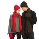 Coffee Men's 3-Piece Winter Warm Ribbed Knit Beanie Hat Scarf and Gloves Set