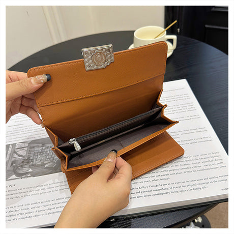 Black Elegant Women's RFID Blocking Long Wallet - PU Leather Clutch Purse with Clasp
