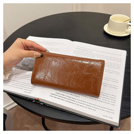 Black Elegant Women's RFID Blocking Long Wallet - PU Leather Clutch Purse with Clasp