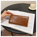 Brown Elegant Women's RFID Blocking Long Wallet - PU Leather Clutch Purse with Clasp
