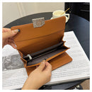 Red Elegant Women's RFID Blocking Long Wallet - PU Leather Clutch Purse with Clasp
