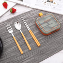 2 Sets Orange And Grey Portable Stainless Steel Cutlery Set -  Reusable Utensils (2 Fork, 2 Spoon, 2 pairs of Chopsticks) with Compact Travel Case