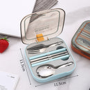 2 Sets Blue And Grey Portable Stainless Steel Cutlery Set -  Reusable Utensils (2 Fork, 2 Spoon, 2 pairs of Chopsticks) with Compact Travel Case