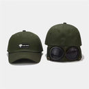 Black Stylish Aviator Goggle Baseball Cap - Unisex Outdoor Cotton Sun Hat