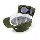 Black Stylish Aviator Goggle Baseball Cap - Unisex Outdoor Cotton Sun Hat