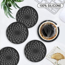 Green and Black Geometric Silicone Drink Coasters Set (6 Pack) with Holder - Non-Slip Table Protectors