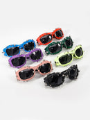 Red Edgy Punk Rock Spiked Sunglasses - Statement Goth Studded Eyewear
