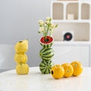 Orange Whimsical Stacked Orange Ceramic Vase - Modern Nordic Tabletop Decor