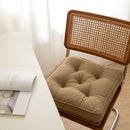 Brown Soft And Thick Seat Cushion - Cotton Linen Blend Chair Pad with Ties - 43x43cm