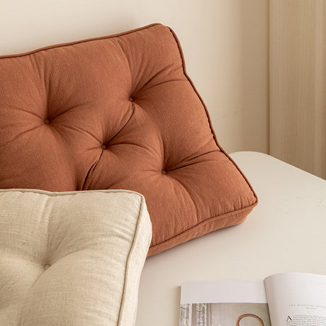 Orange Soft And Thick Seat Cushion - Cotton Linen Blend Chair Pad with Ties - 43x43cm