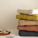 Orange Soft And Thick Seat Cushion - Cotton Linen Blend Chair Pad with Ties - 43x43cm
