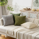 Light Green Plush Chenille Cushion Covers Set of 2 - Soft Textured Decorative Throw Pillow Cases for Sofa Couch, 45x45cm
