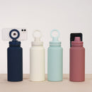 Purple 1L Stainless Steel Water Bottle with Magnetic Phone Holder Lid - Portable Hydration & Hands-Free Stand