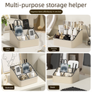 White and Black Stylish PU Leather Desktop Organizer Caddy - Multi-Compartment Holder for Remotes, Office Supplies, Makeup