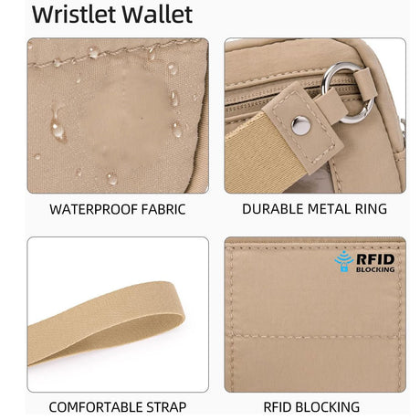 Pink RFID Blocking Nylon Wristlet Clutch Wallet - Compact Waterproof Pouch with Card Slots & ID Window