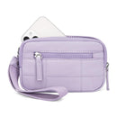 Purple RFID Blocking Nylon Wristlet Clutch Wallet - Compact Waterproof Pouch with Card Slots & ID Window