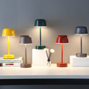 Red Modern Minimalist LED Table Lamp - Rechargeable Touch Control Desk Light