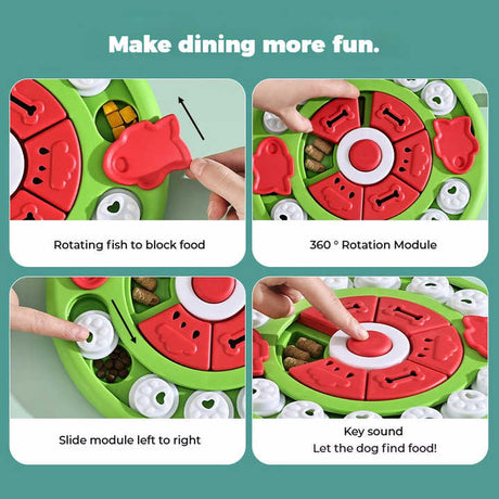 Green Interactive Pet Puzzle Feeder Toy - Slow Eating & Mental Stimulation Game for Dogs & Cats