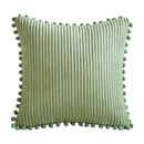Navy Blue Soft Corduroy Cushion Covers with Pom Pom Trim - Set of 2 Decorative Throw Pillow Cases for Sofa Couch Bed, 45x45cm