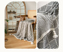 Black and Beige Diamond Pattern Soft Cozy Knit Throw Blanket with Tassels - Geometric Pattern Lightweight Acrylic Blanket for Sofa Couch Bed, 130x150cm
