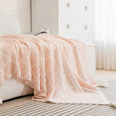 Orange and Beige Diamond Pattern Soft Cozy Knit Throw Blanket with Tassels - Geometric Pattern Lightweight Acrylic Blanket for Sofa Couch Bed, 130x150cm