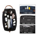 Black And Brown Men's Canvas Toiletry Bag - Large Capacity Water-Resistant Travel Organizer Dopp Kit with Handle
