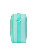 Orange Sparkling Rainbow Heart Insulated Lunch Bag for Kids - Portable School Lunch Box with Shoulder Strap