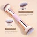 Pink and Glod Versatile 4pc Dual-Ended Makeup Brush Set - Soft Synthetic Bristles for Foundation Blush Contour Concealer