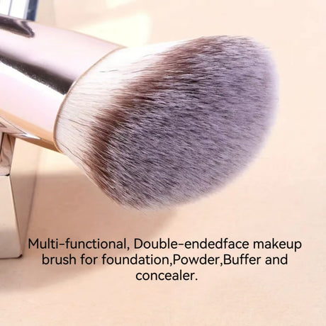 Black Versatile 4pc Dual-Ended Makeup Brush Set - Soft Synthetic Bristles for Foundation Blush Contour Concealer
