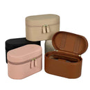 Brown Elegant PU Leather Makeup & Toiletry Bag - Large Capacity Travel Cosmetic Organizer with Brush Holder