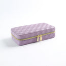 Purple Stylish PU Leather Travel Jewellery Box - Compact Organizer for Rings, Earrings, Necklaces with Mirror