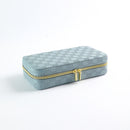 Blue Stylish PU Leather Travel Jewellery Box - Compact Organizer for Rings, Earrings, Necklaces with Mirror