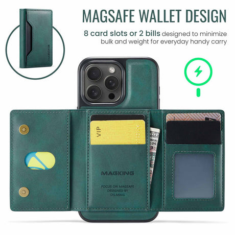 Purple Premium MagSafe Wallet Case for iPhone 16 Pro Max - Detachable PU Leather Magnetic Card Holder
